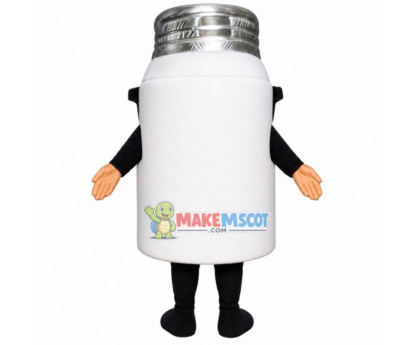 White Thermos Mug With Glasses Mascot Costume White Thermos Mug With Glasses Mascot Costume
