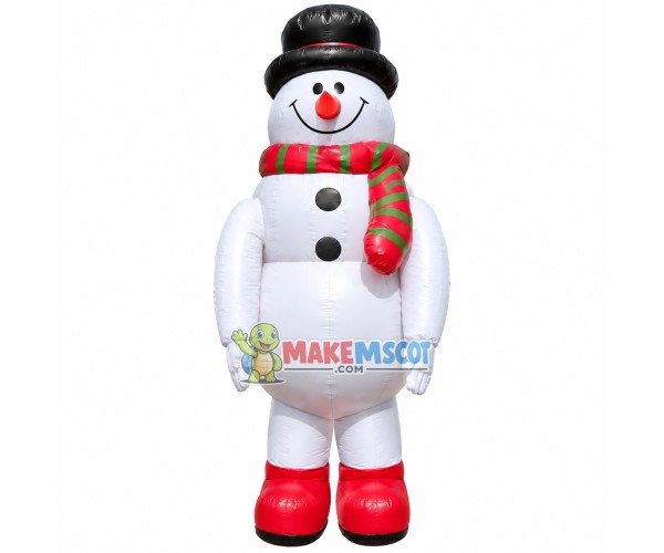 Inflatable Snowman With Scarf Mascot Costume Inflatable Snowman With Scarf Mascot Costume