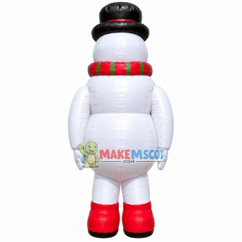 Inflatable Snowman With Scarf Mascot Costume Inflatable Snowman With Scarf Mascot Costume