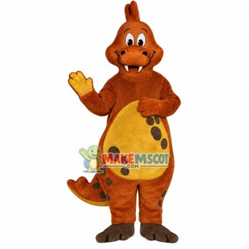 Brown Dinosaur With Spots Mascot Costume Brown Dinosaur With Spots Mascot Costume