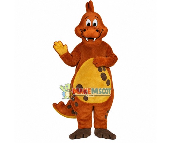 Brown Dinosaur With Spots Mascot Costume Brown Dinosaur With Spots Mascot Costume