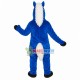 Pleased Blue Horse With White Tail Mascot Costume