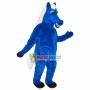 Pleased Blue Horse With White Tail Mascot Costume
