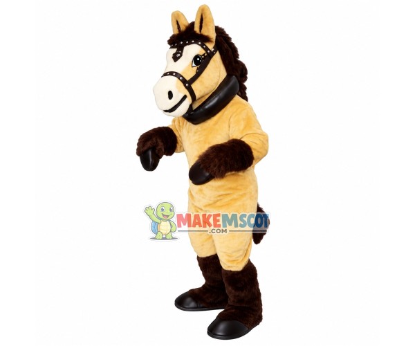 Khaki Steed With Collar Mascot Costume Khaki Steed With Collar Mascot Costume