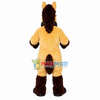 Khaki Steed With Collar Mascot Costume Khaki Steed With Collar Mascot Costume