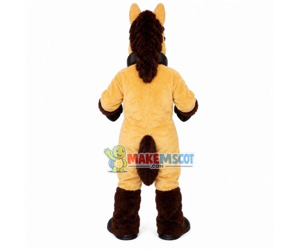 Khaki Steed With Collar Mascot Costume Khaki Steed With Collar Mascot Costume