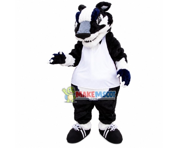 Confident Plush Tiger With Sport Vest Mascot Costume Confident Plush Tiger With Sport Vest Mascot Costume