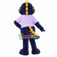 Lively Walking Dragon With Purple Shirt Mascot Costume Lively Walking Dragon With Purple Shirt Mascot Costume