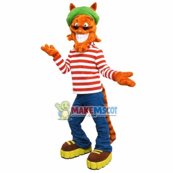 Slim Tiger In Tight Striped Top Mascot Costume