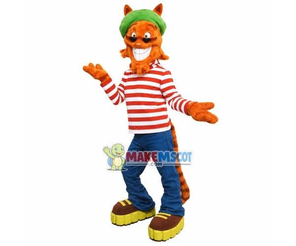 Slim Tiger In Tight Striped Top Mascot Costume Slim Tiger In Tight Striped Top Mascot Costume