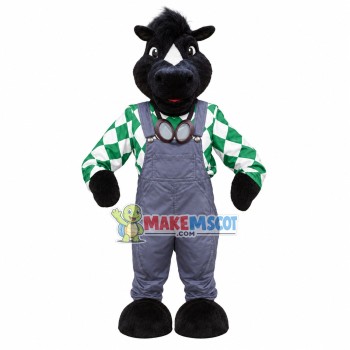 Black Rhinoceros In Suspenders Mascot Costume Black Rhinoceros In Suspenders Mascot Costume