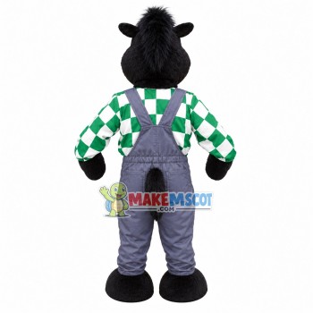 Black Rhinoceros In Suspenders Mascot Costume Black Rhinoceros In Suspenders Mascot Costume