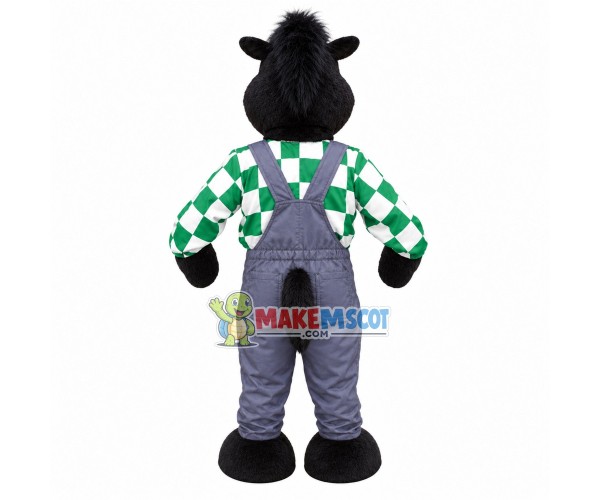 Black Rhinoceros In Suspenders Mascot Costume Black Rhinoceros In Suspenders Mascot Costume