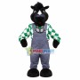 Black Rhinoceros In Suspenders Mascot Costume