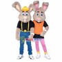 Plush Grey Rabbit Brother and Sister Mascot Costume