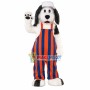 Plush Dog In Striped Suspenders Mascot Costume