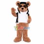 Warm Bear In Leather Vest Mascot Costume