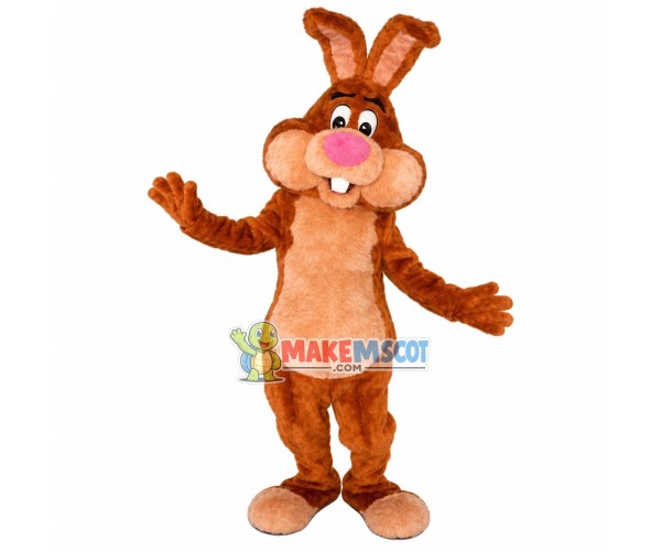 Worried Brown Circle Rabbit Mascot Costume Worried Brown Circle Rabbit Mascot Costume