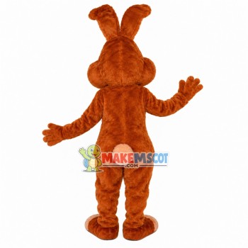 Worried Brown Circle Rabbit Mascot Costume