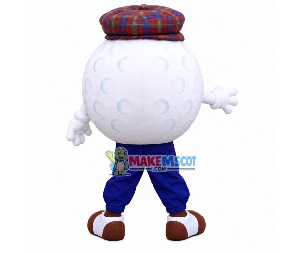 Golf Ball In Plaid Hat Mascot Costume