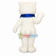 White Cat With Blue Gift Ribbon Mascot Costume White Cat With Blue Gift Ribbon Mascot Costume