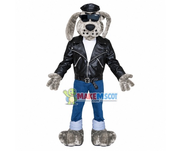 Punk Dog In Rivet Jacket Mascot Costume Punk Dog In Rivet Jacket Mascot Costume