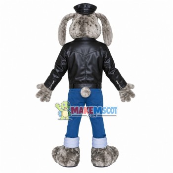 Punk Dog In Rivet Jacket Mascot Costume Punk Dog In Rivet Jacket Mascot Costume