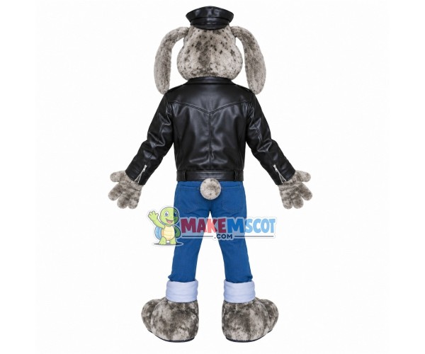 Punk Dog In Rivet Jacket Mascot Costume Punk Dog In Rivet Jacket Mascot Costume
