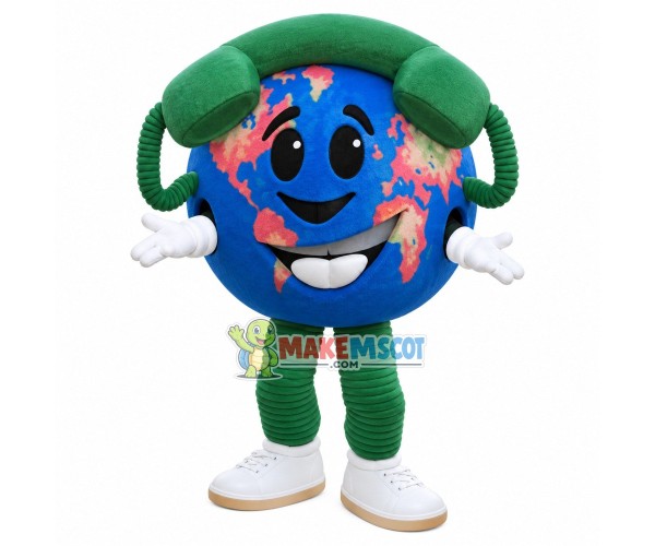 The Globe Connected To Telephone Mascot Costume The Globe Connected To Telephone Mascot Costume