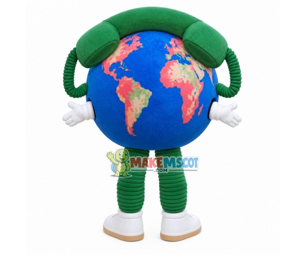 The Globe Connected To Telephone Mascot Costume The Globe Connected To Telephone Mascot Costume