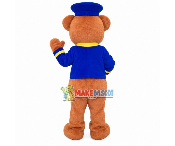 Security Bear In Blue Uniform Mascot Costume Security Bear In Blue Uniform Mascot Costume