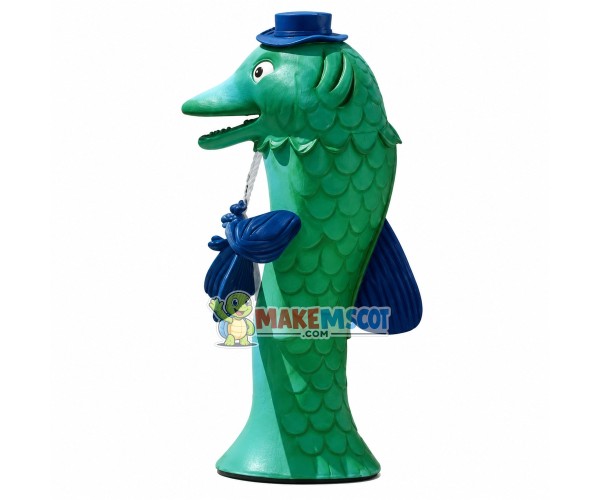 Green Carp Wearing Hat Mascot Costume
