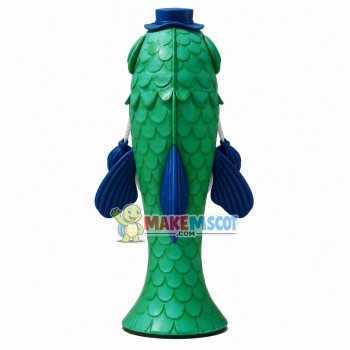 Green Carp Wearing Hat Mascot Costume