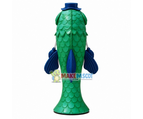 Green Carp Wearing Hat Mascot Costume Green Carp Wearing Hat Mascot Costume
