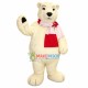 Polar Bear In Patchwork Scarf Mascot Costume Polar Bear In Patchwork Scarf Mascot Costume