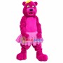 Rose Pink Bear In Pleated Skirt Mascot Costume