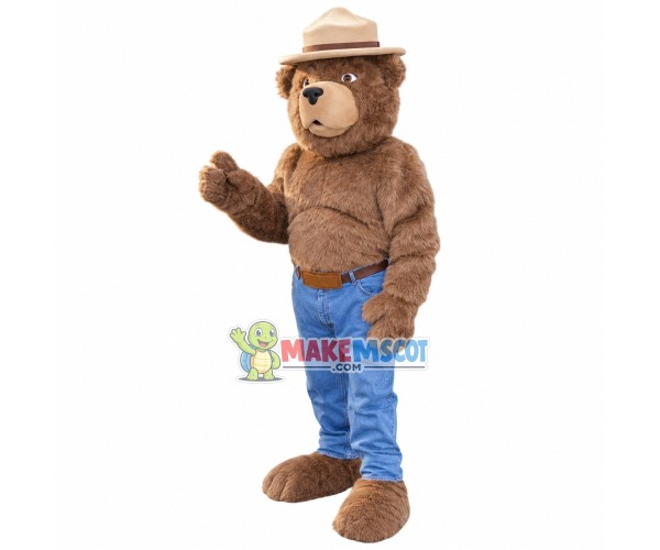 Plush Bear In Jeans Mascot Costume Plush Bear In Jeans Mascot Costume