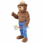Plush Bear In Jeans Mascot Costume