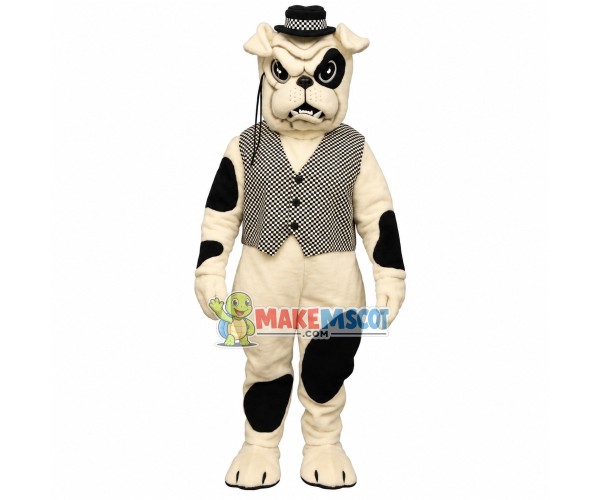 Serious Bulldog With Unilateral Glasses Mascot Costume Serious Bulldog With Unilateral Glasses Mascot Costume