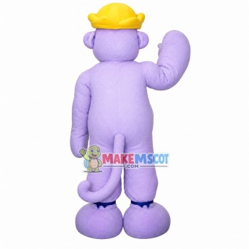 Purple Monkey King In Crown Mascot Costume