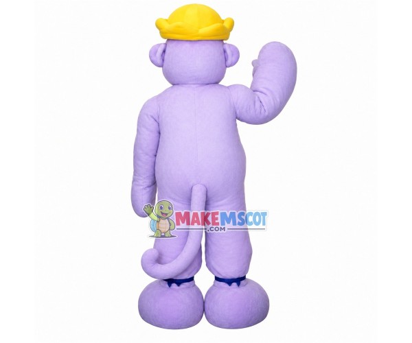 Purple Monkey King In Crown Mascot Costume