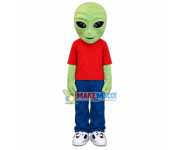 Green Alien In Suit Mascot Costume Green Alien In Suit Mascot Costume