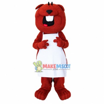 Mother Squirrel In White Apron Mascot Costume