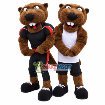 College Energetic Player Beaver Mascot Costume
