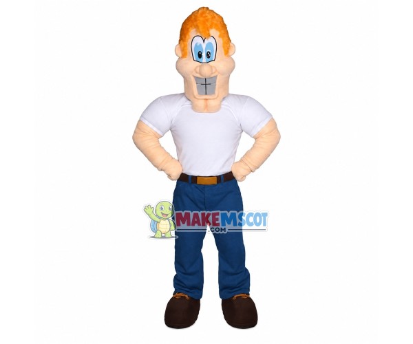 Foreign Bodybuilder With Blonde Hair Mascot Costume
