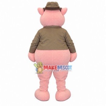 Laughing Pig With Windbreaker Mascot Costume Laughing Pig With Windbreaker Mascot Costume