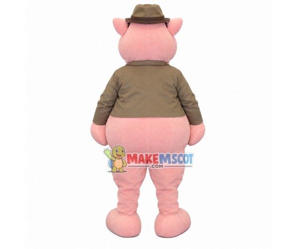 Laughing Pig With Windbreaker Mascot Costume Laughing Pig With Windbreaker Mascot Costume