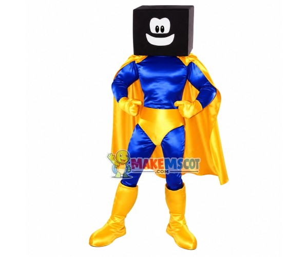 Box Superman With Yellow Underwear Mascot Costume Box Superman With Yellow Underwear Mascot Costume