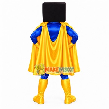 Box Superman With Yellow Underwear Mascot Costume Box Superman With Yellow Underwear Mascot Costume