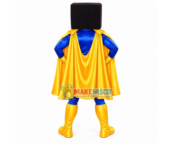 Box Superman With Yellow Underwear Mascot Costume